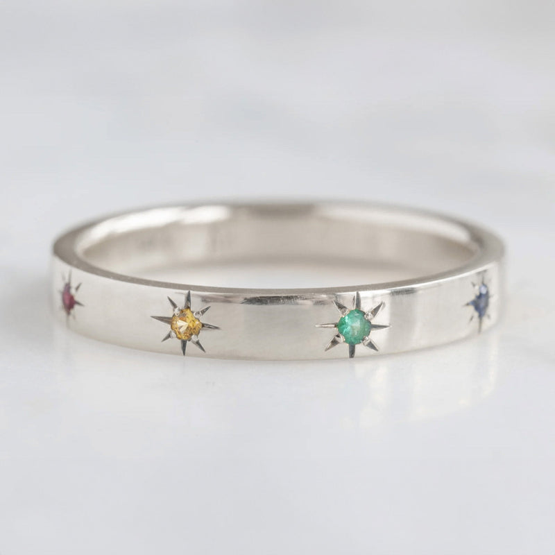 The Star-Set Rainbow Sapphire Band | 14K White Gold