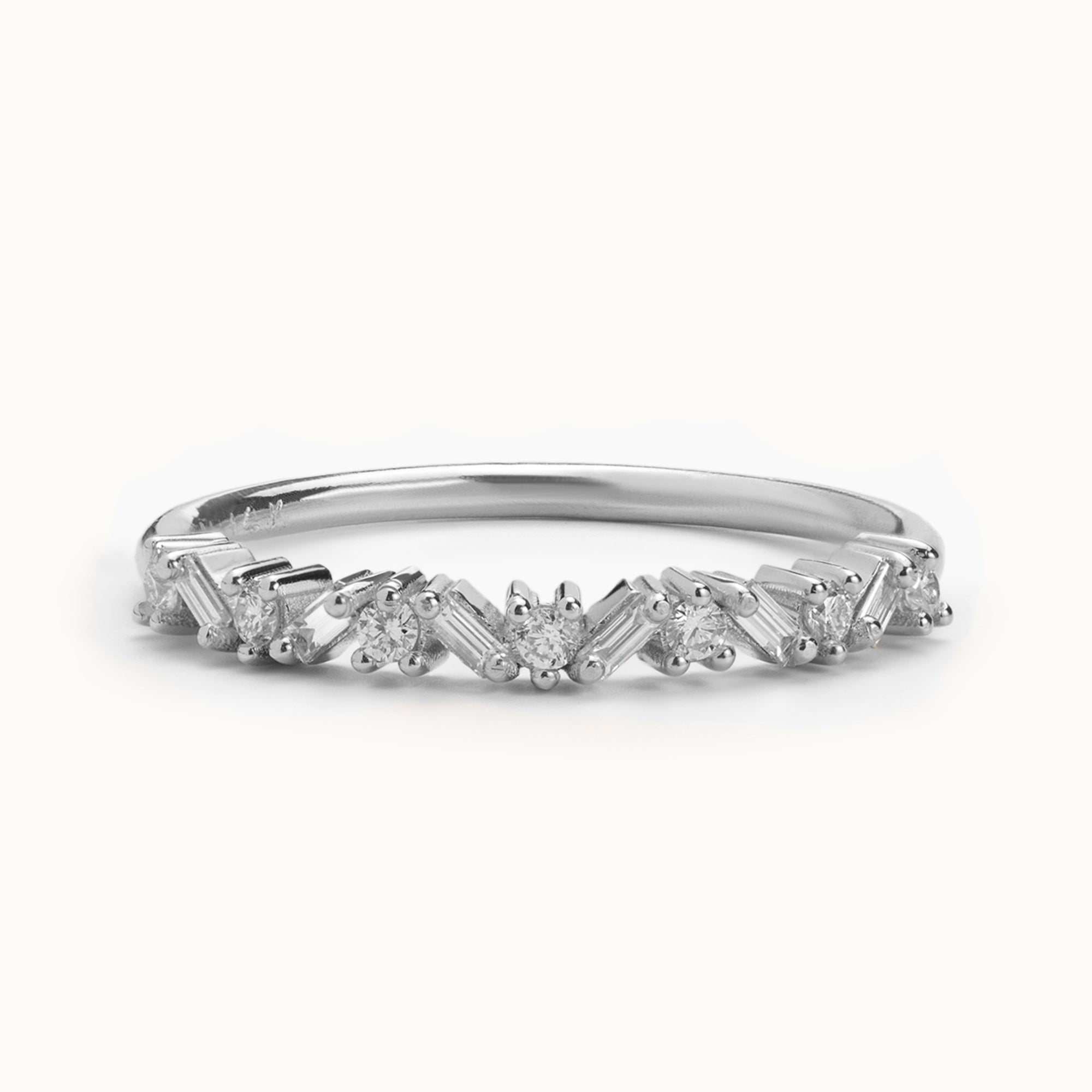 The Baguette Confetti Stacking Ring | 14K or 18K White Gold