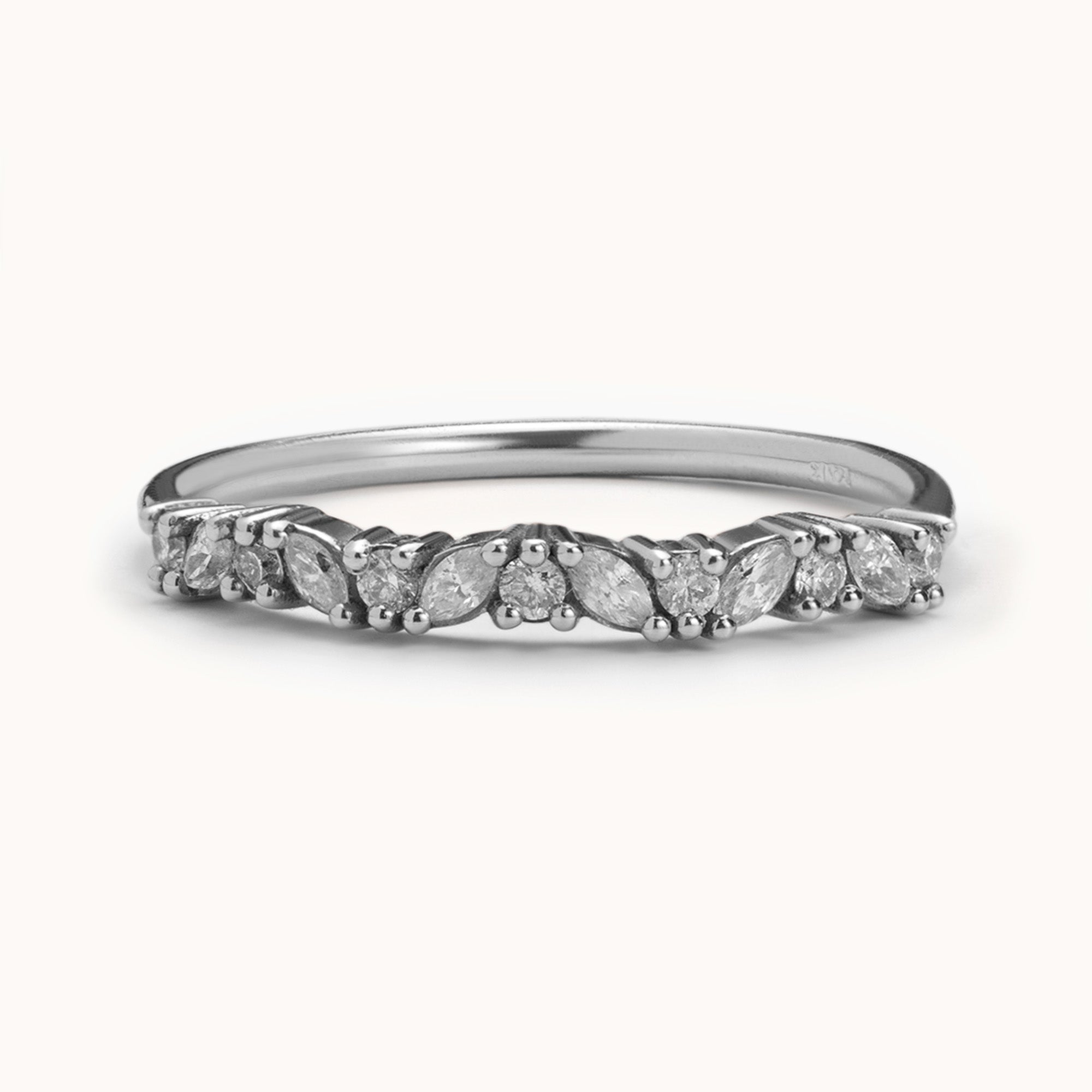 The Marquise Confetti Stacking Ring | 14K or 18K White Gold