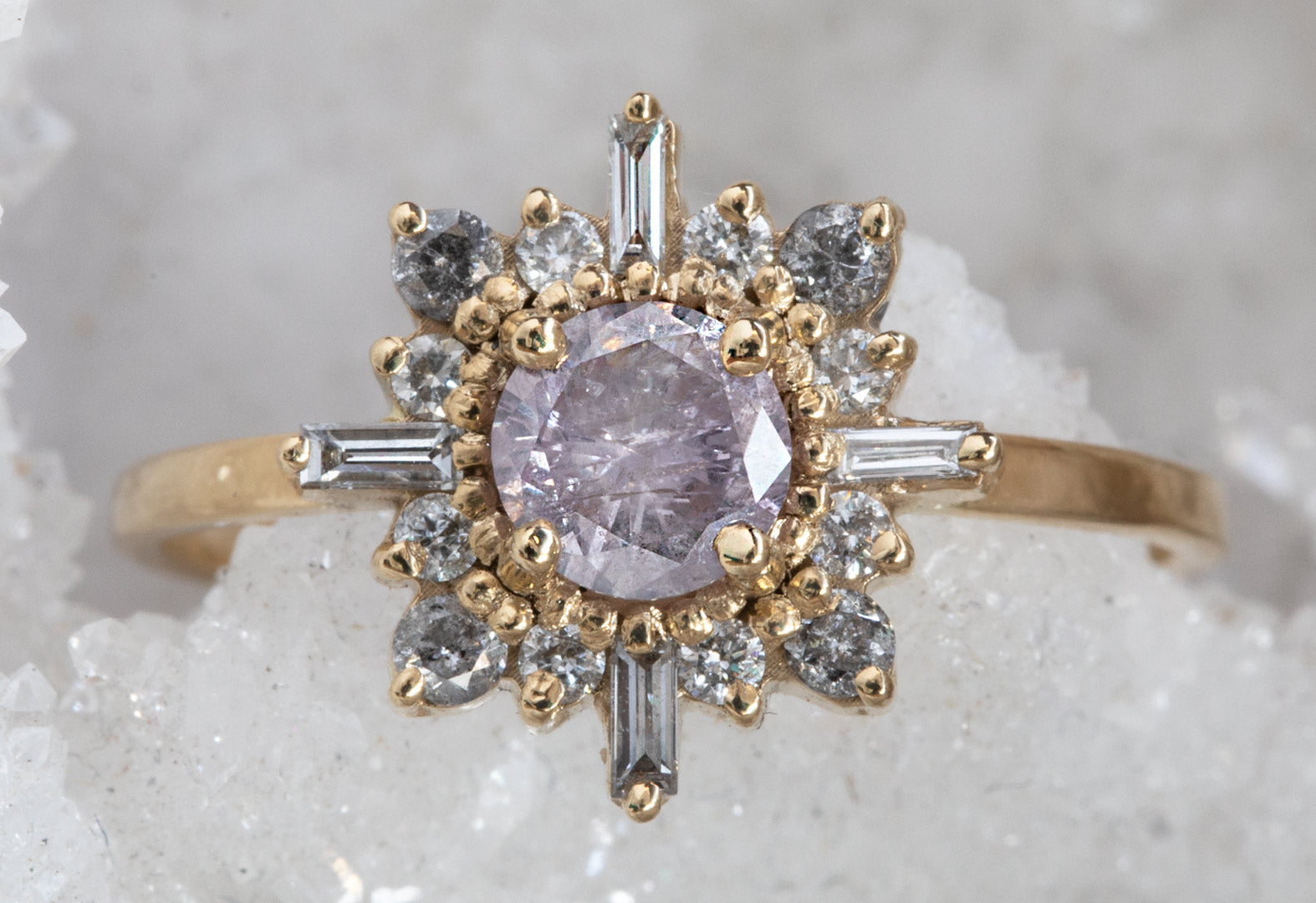 One of a Kind Lavender Diamond Compass Engagement Ring