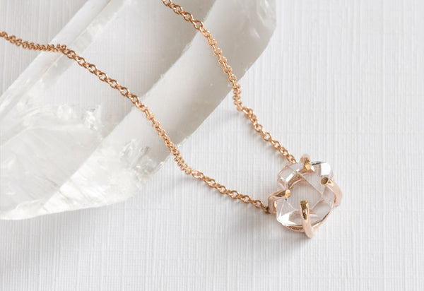 Herkimer Diamond Necklace Rose Gold Top grande