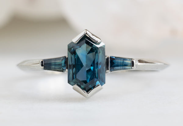 The Ash Ring with a Montana Sapphire Hexagon | Gemstone