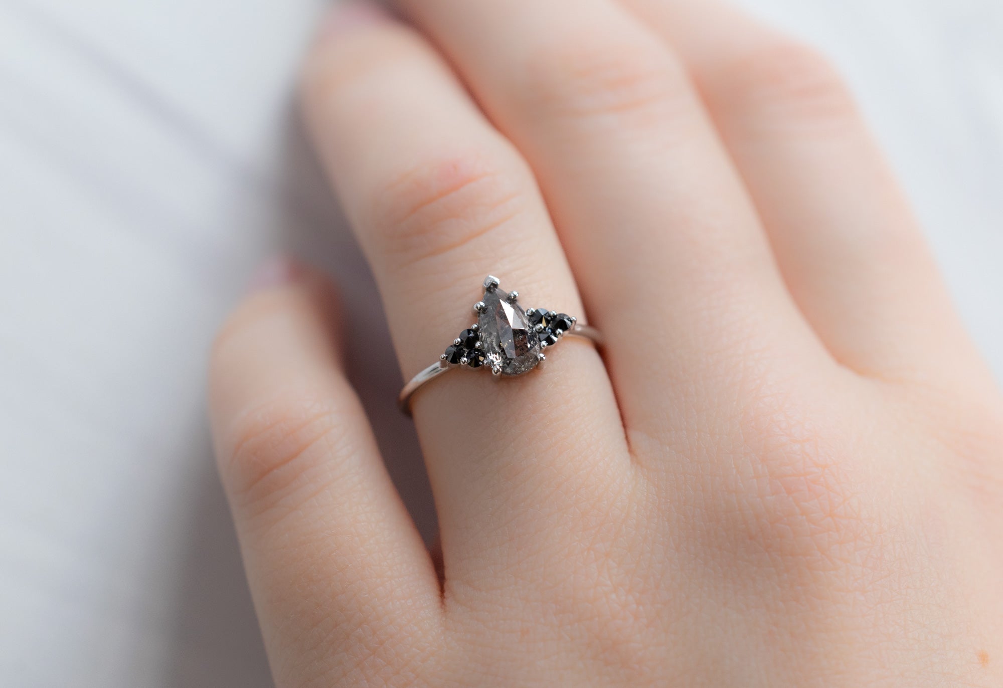 SIGNATURE PRONG RING WITH BLACK RUSTIC PEAR DIAMOND – Samantha Louise  Jewelry